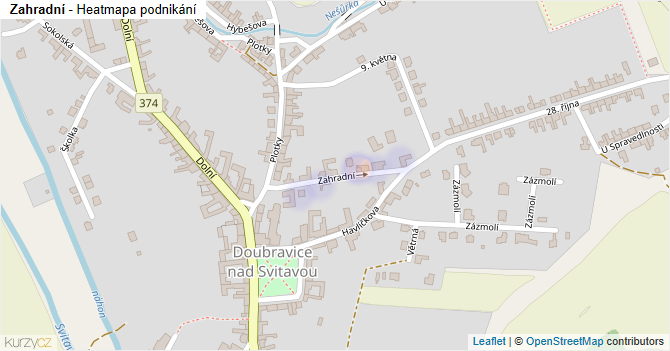 Zahradní - mapa podnikání