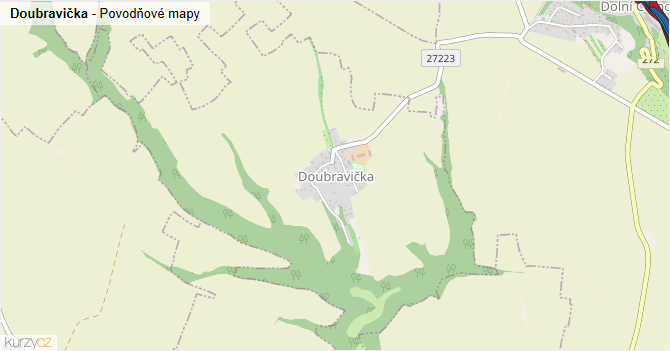 Doubravička - záplavové mapy stoleté vody