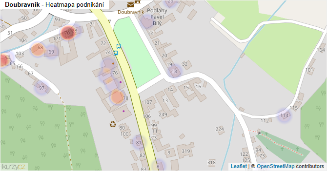 Doubravník - mapa podnikání