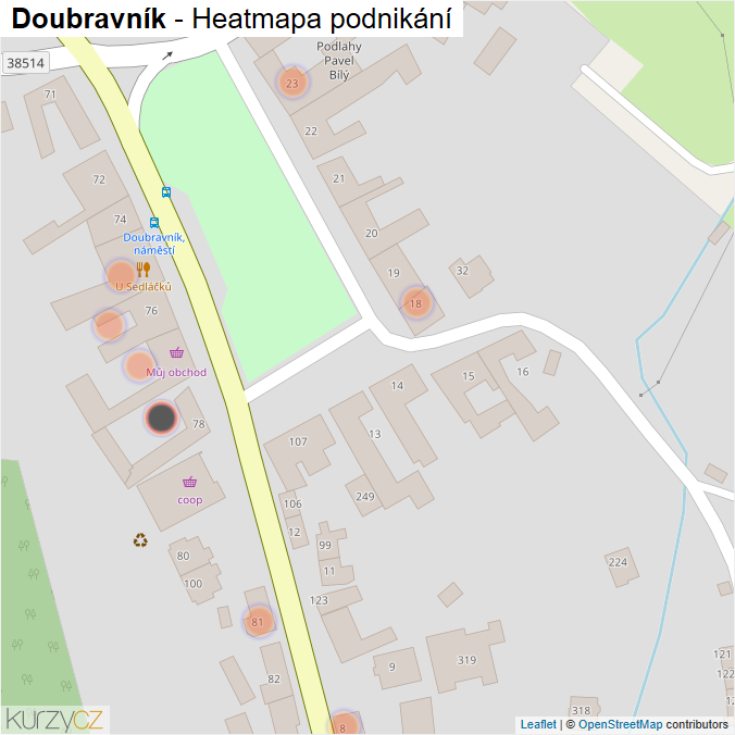 Mapa Doubravník - Firmy v obci.