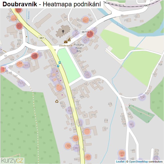 Mapa Doubravník - Firmy v části obce.