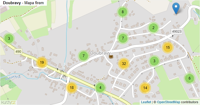 Doubravy - mapa firem