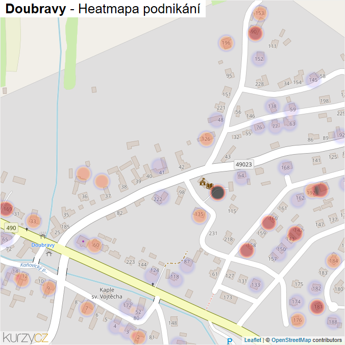 Mapa Doubravy - Firmy v části obce.