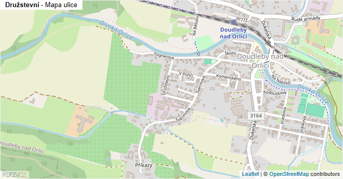 Družstevní - mapa ulice