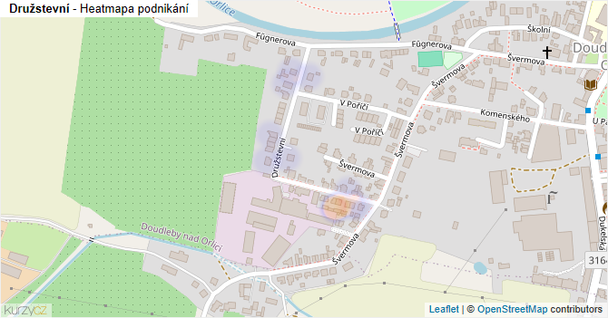 Družstevní - mapa podnikání