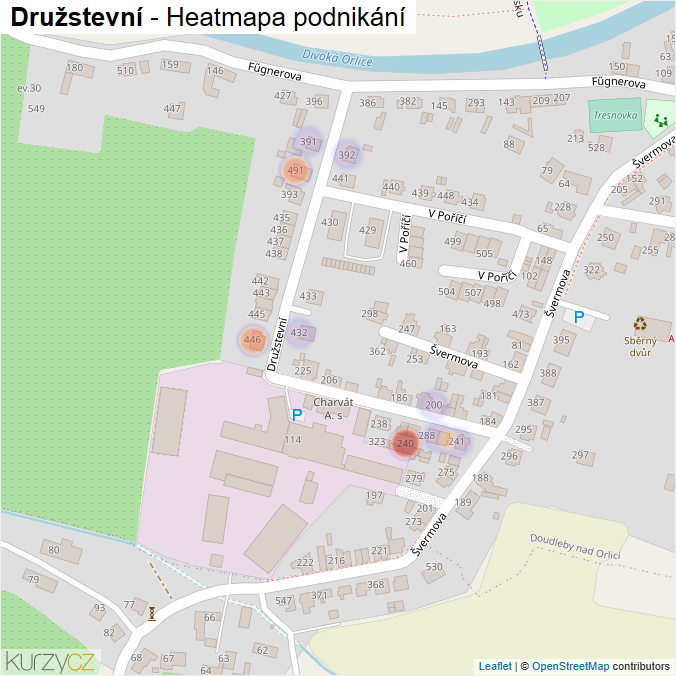 Mapa Družstevní - Firmy v ulici.