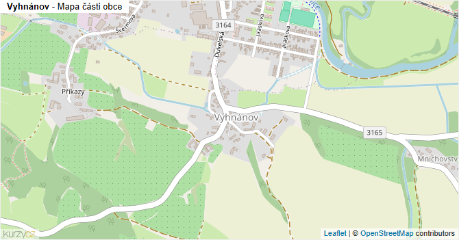Vyhnánov - mapa části obce
