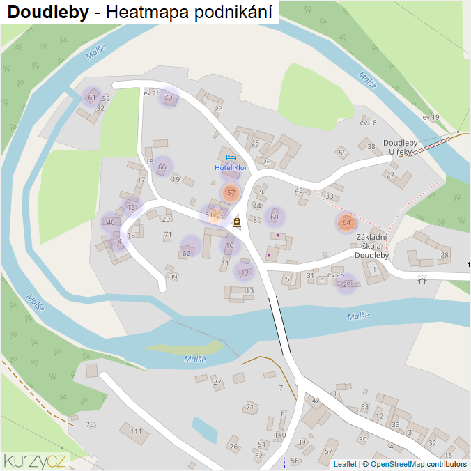 Mapa Doudleby - Firmy v části obce.