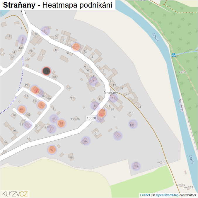 Mapa Straňany - Firmy v části obce.