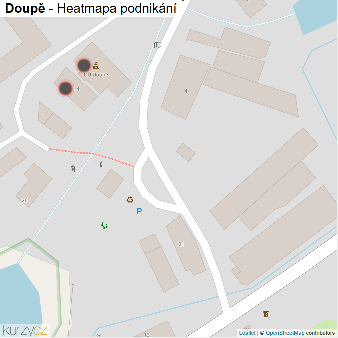 Mapa Doupě - Firmy v obci.
