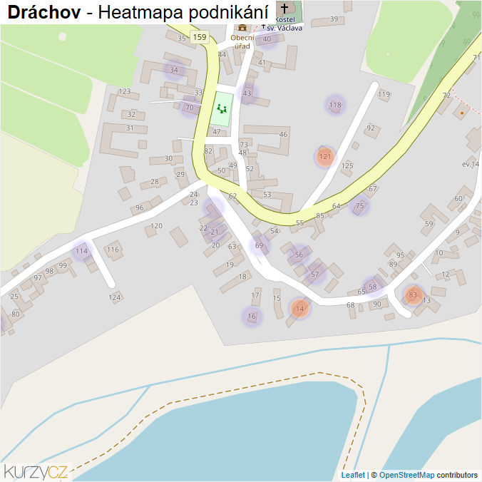 Mapa Dráchov - Firmy v části obce.