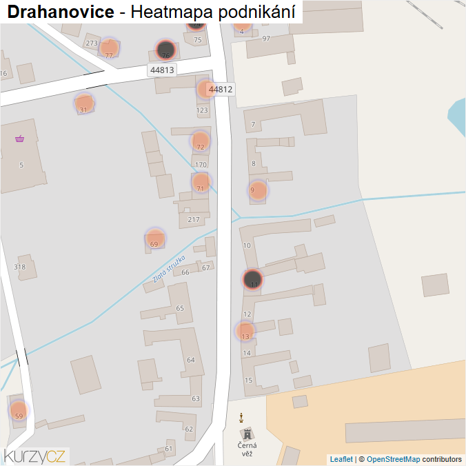 Mapa Drahanovice - Firmy v obci.