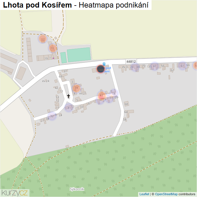 Mapa Lhota pod Kosířem - Firmy v části obce.
