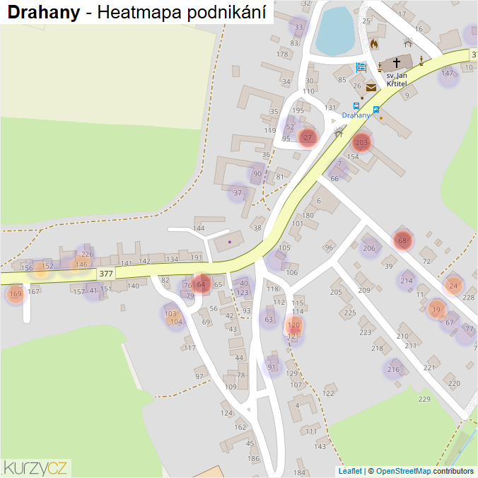 Mapa Drahany - Firmy v části obce.