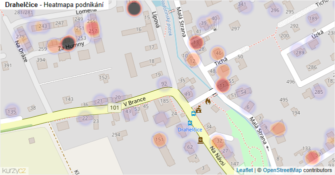 Drahelčice - mapa podnikání