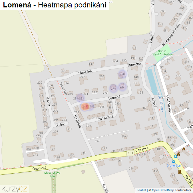 Mapa Lomená - Firmy v ulici.