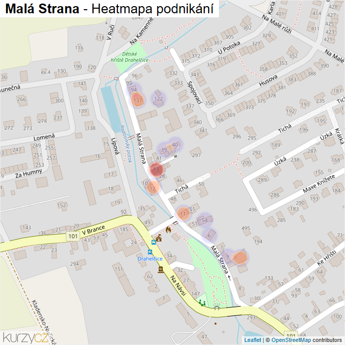 Mapa Malá Strana - Firmy v ulici.