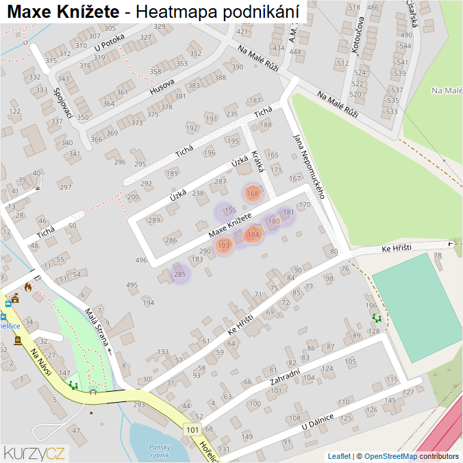 Mapa Maxe Knížete - Firmy v ulici.