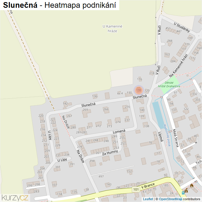 Mapa Slunečná - Firmy v ulici.