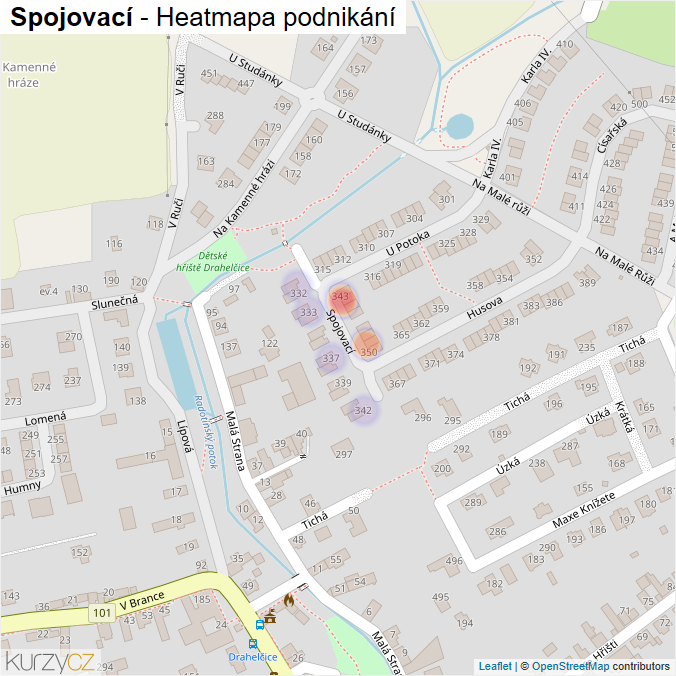 Mapa Spojovací - Firmy v ulici.