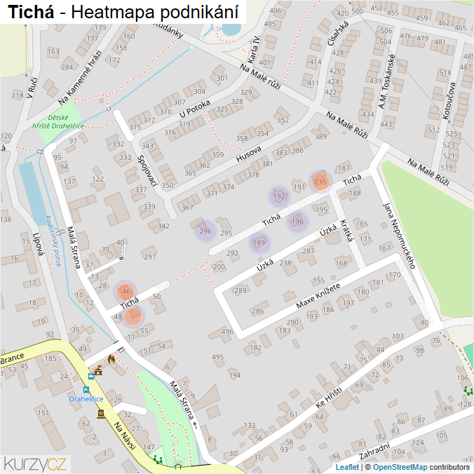 Mapa Tichá - Firmy v ulici.