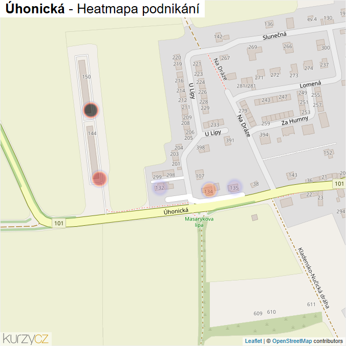 Mapa Úhonická - Firmy v ulici.