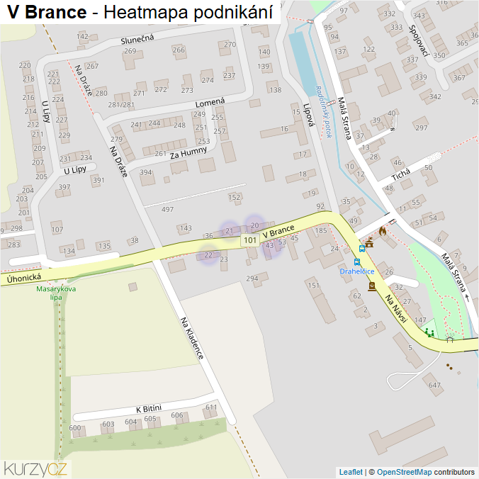 Mapa V Brance - Firmy v ulici.