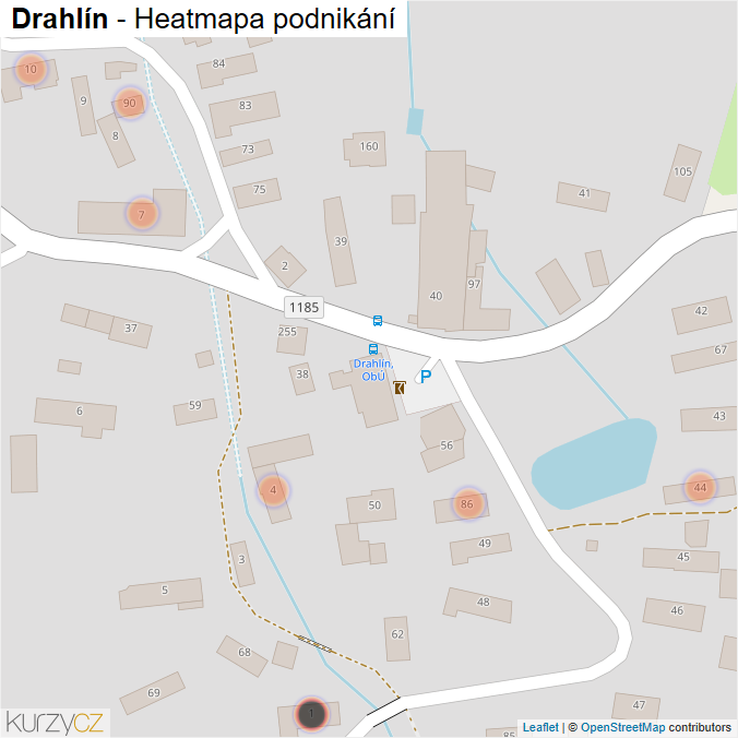 Mapa Drahlín - Firmy v obci.