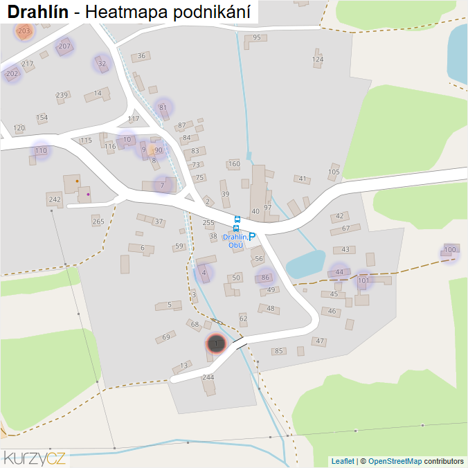 Mapa Drahlín - Firmy v části obce.