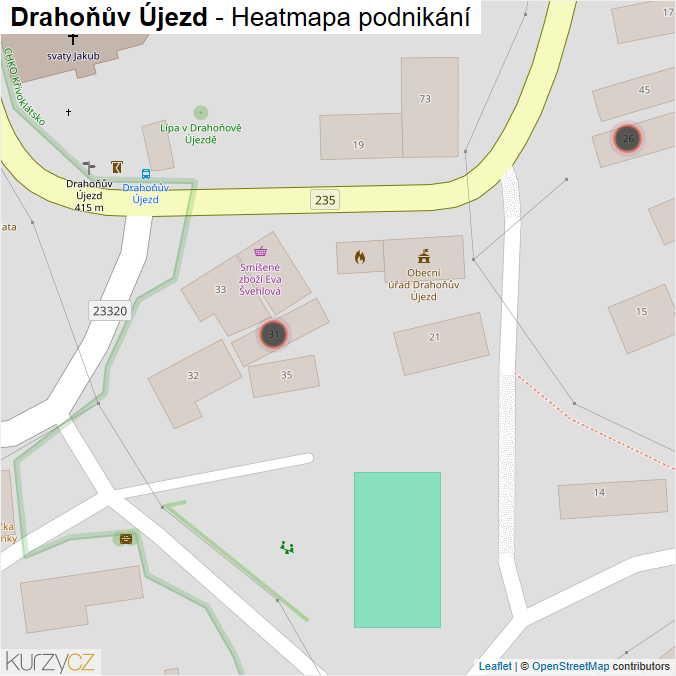 Mapa Drahoňův Újezd - Firmy v obci.