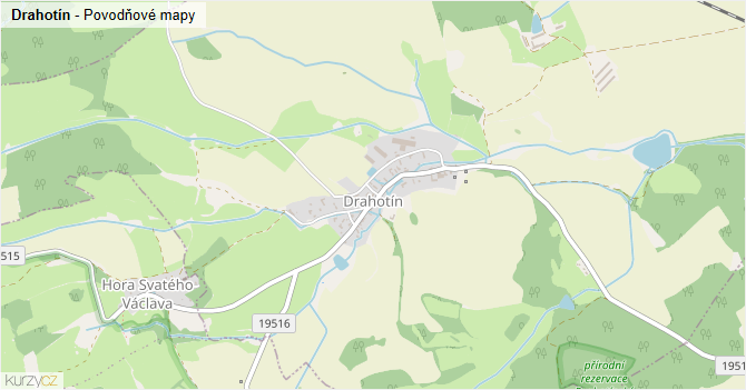 Drahotín - záplavové mapy stoleté vody