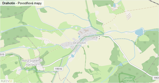 Drahotín - záplavové mapy stoleté vody