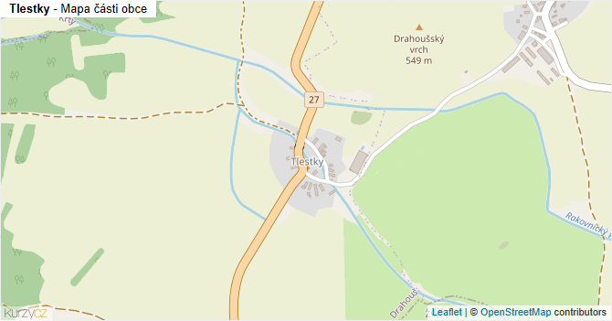 Tlestky - mapa části obce