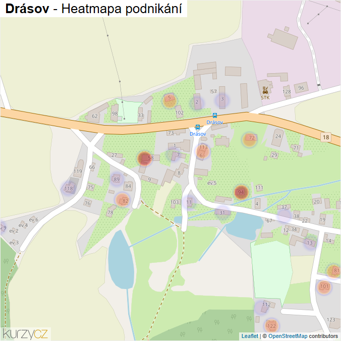 Mapa Drásov - Firmy v části obce.