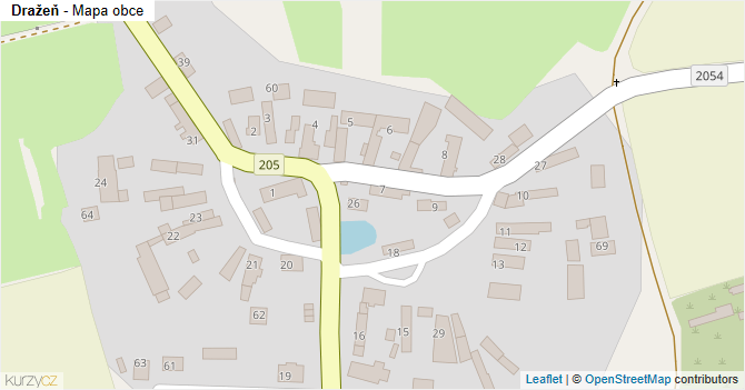 Dražeň - mapa obce
