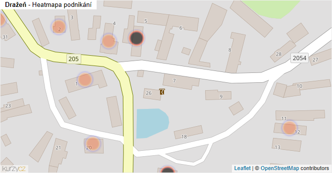 Dražeň - mapa podnikání