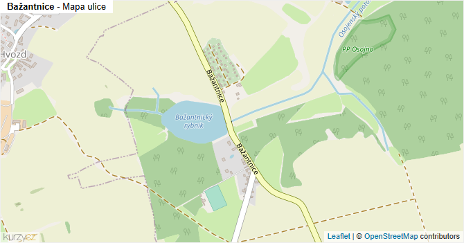 Bažantnice - mapa ulice