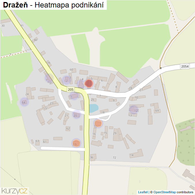 Mapa Dražeň - Firmy v části obce.