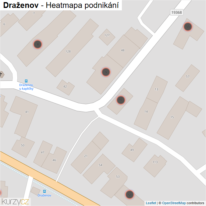 Mapa Draženov - Firmy v obci.