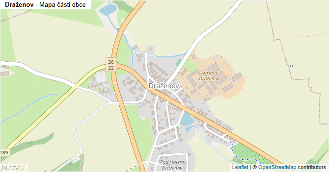 Draženov - mapa části obce