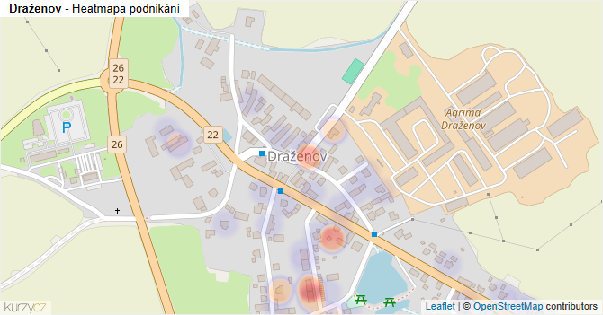 Draženov - mapa podnikání