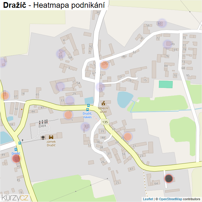 Mapa Dražíč - Firmy v části obce.