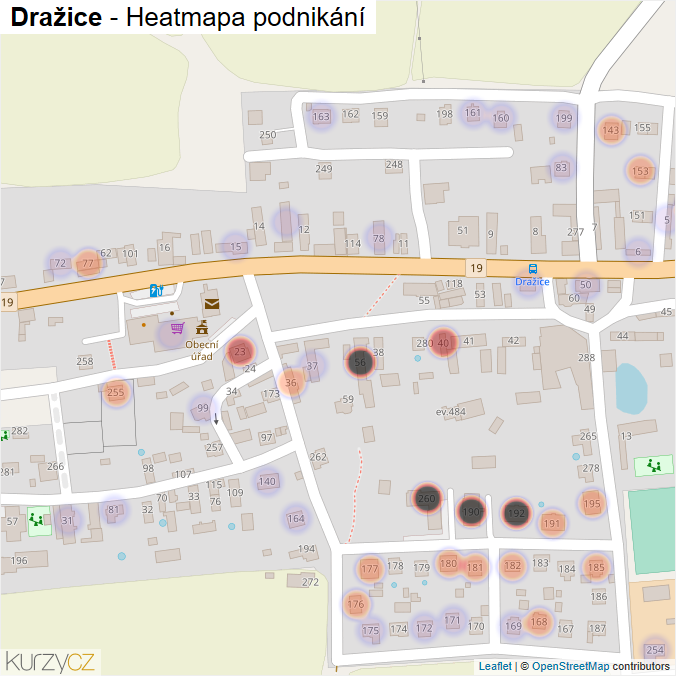 Mapa Dražice - Firmy v části obce.
