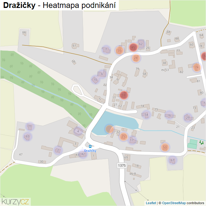 Mapa Dražičky - Firmy v části obce.