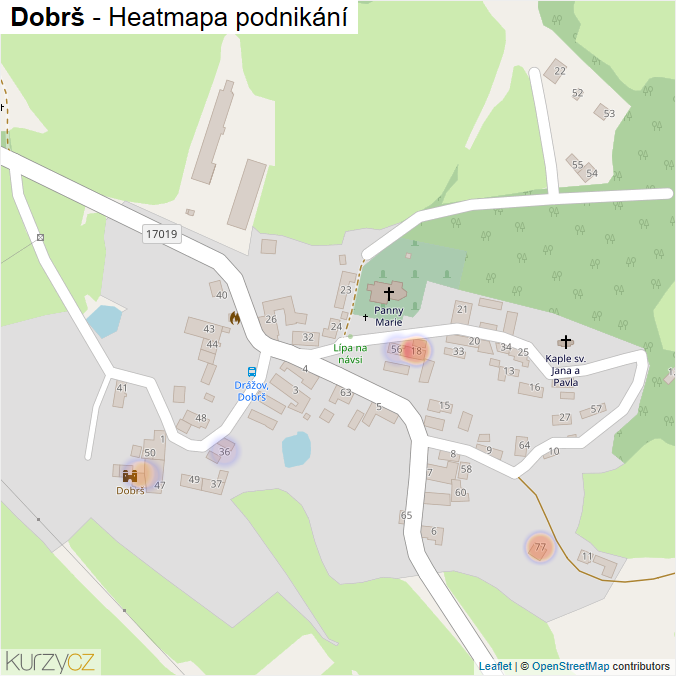 Mapa Dobrš - Firmy v části obce.