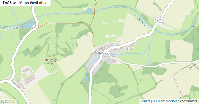 Drážov - mapa části obce