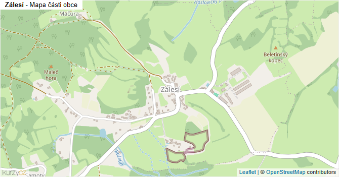 Zálesí - mapa části obce