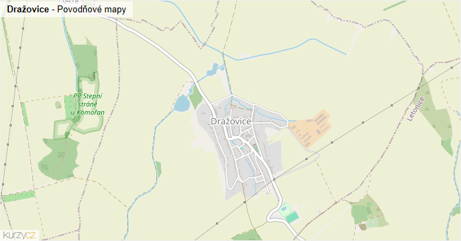 Dražovice - záplavové mapy stoleté vody