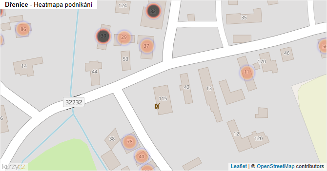 Dřenice - mapa podnikání