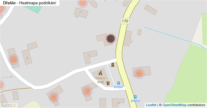 Dřešín - mapa podnikání
